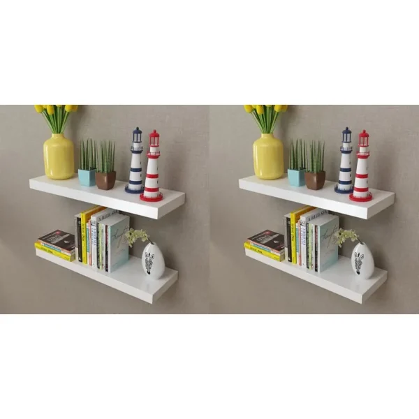 vidaXL Wall Shelves 4 pcs White 23.6"